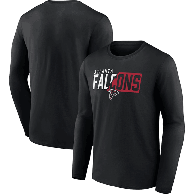 Men's Atlanta Falcons Black One Two Long Sleeve T-Shirt